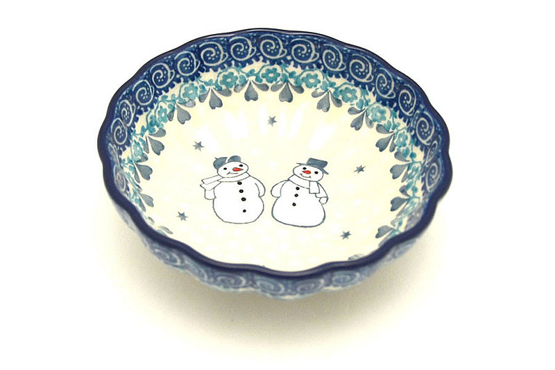 Ceramika Artystyczna Polish Pottery Bowl - Shallow Scalloped - Small - Frost & Flurry 023-2793a (Ceramika Artystyczna )