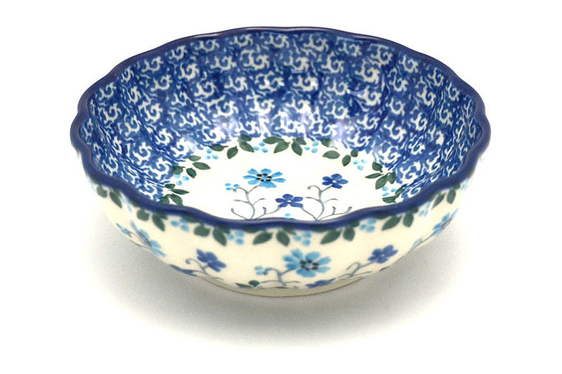 Polish Pottery Bowl - Shallow Scalloped - Small - Georgia Blue