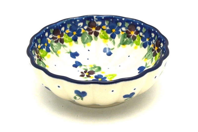 Ceramika Artystyczna Polish Pottery Bowl - Shallow Scalloped - Small - Plum Luck 023-2509a (Ceramika Artystyczna )