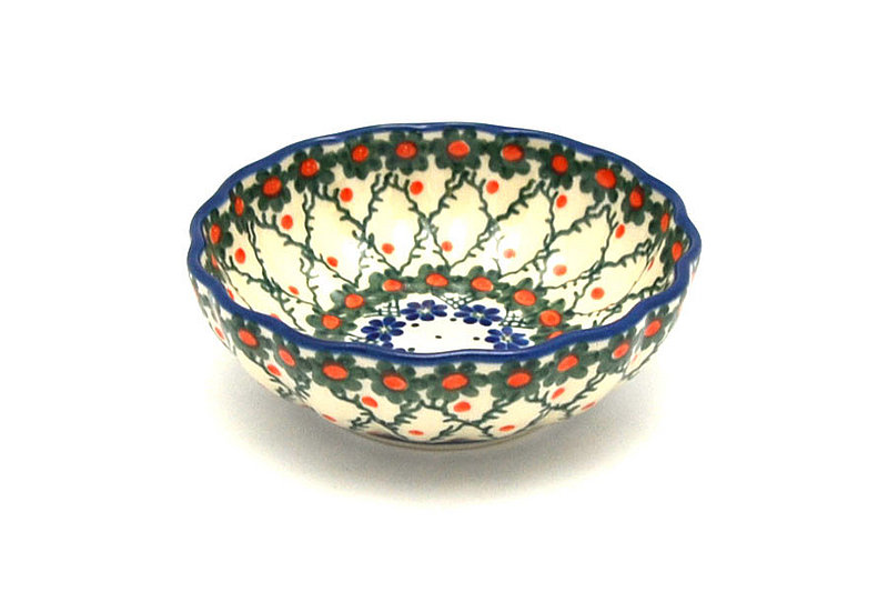 Ceramika Artystyczna Polish Pottery Bowl - Shallow Scalloped - Small - Primrose 023-854a (Ceramika Artystyczna)