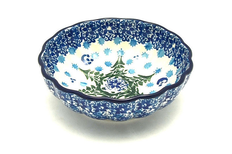 Ceramika Artystyczna Polish Pottery Bowl - Shallow Scalloped - Small - Silent Night 023-1674a (Ceramika Artystyczna)