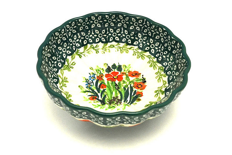 Ceramika Artystyczna Polish Pottery Bowl - Shallow Scalloped - Small - Unikat Signature U4335 023-U4335 (Ceramika Artystyczna)