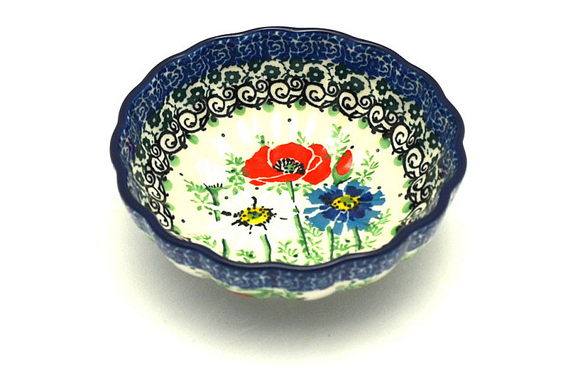 Ceramika Artystyczna Polish Pottery Bowl - Shallow Scalloped - Small - Unikat Signature U4968 023-U4968 (Ceramika Artystyczna)