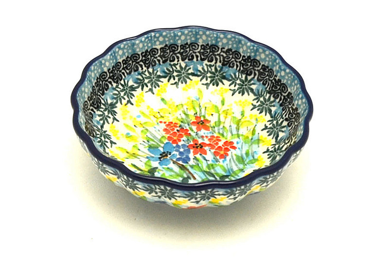 Ceramika Artystyczna Polish Pottery Bowl - Shallow Scalloped - Small - Unikat Signature U5187 023-U5187 (Ceramika Artystyczna)