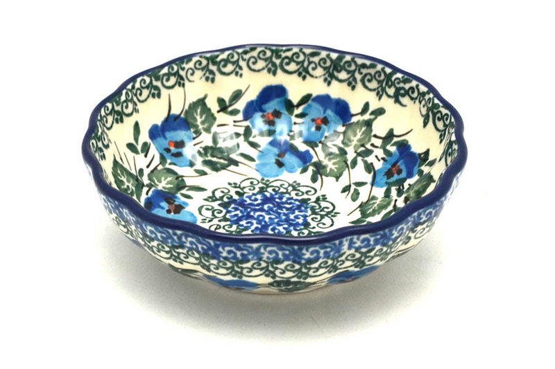 Polish Pottery Bowl - Shallow Scalloped - Small - Winter Viola