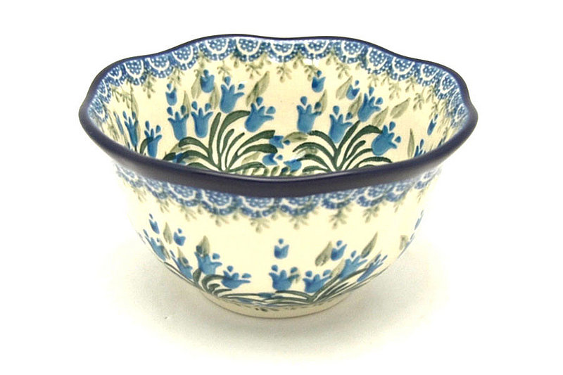 Polish Pottery Bowl - Wavy Edge - Blue Bells