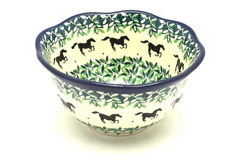 Ceramika Artystyczna Polish Pottery Bowl - Wavy Edge - Dark Horse A54-2241a (Ceramika Artystyczna)