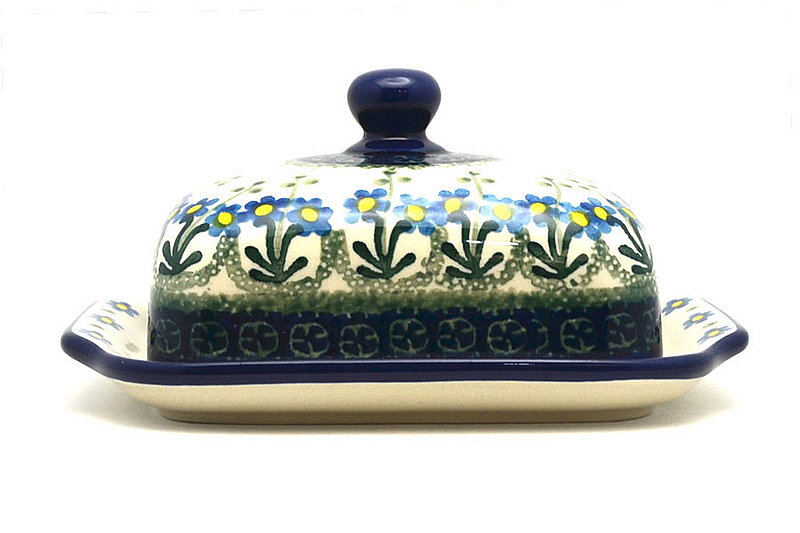 Ceramika Artystyczna Polish Pottery Butter Dish - Blue Spring Daisy 295-614a (Ceramika Artystyczna)