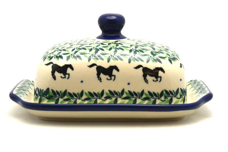 Polish Pottery Butter Dish - Dark Horse