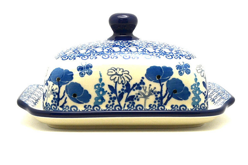 Ceramika Artystyczna Polish Pottery Butter Dish - Evening Poppies 295-2902a (Ceramika Artystyczna)