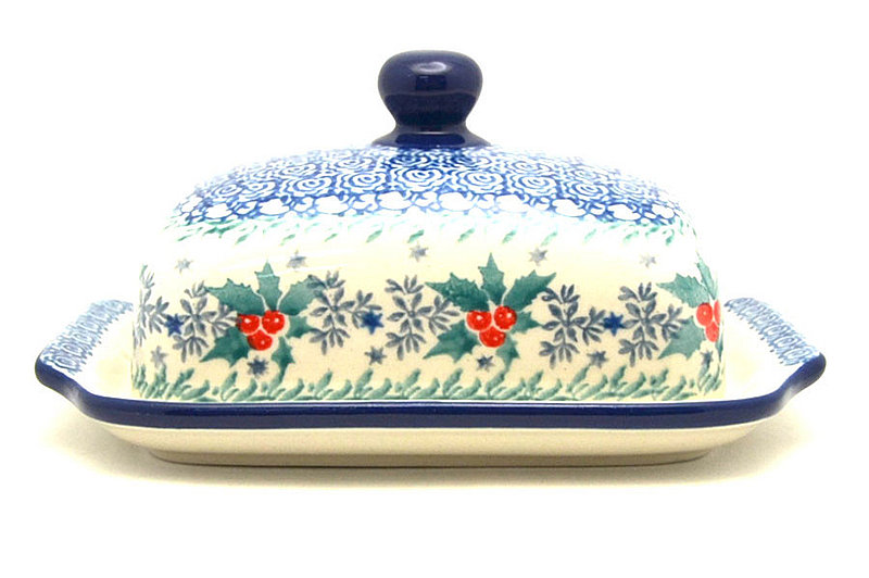 Polish Pottery Butter Dish - Winter Holly