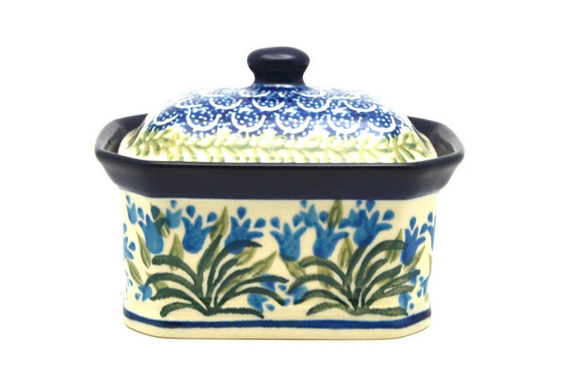Ceramika Artystyczna Polish Pottery Cake Box - Small - Blue Bells 385-1432a (Ceramika Artystyczna)