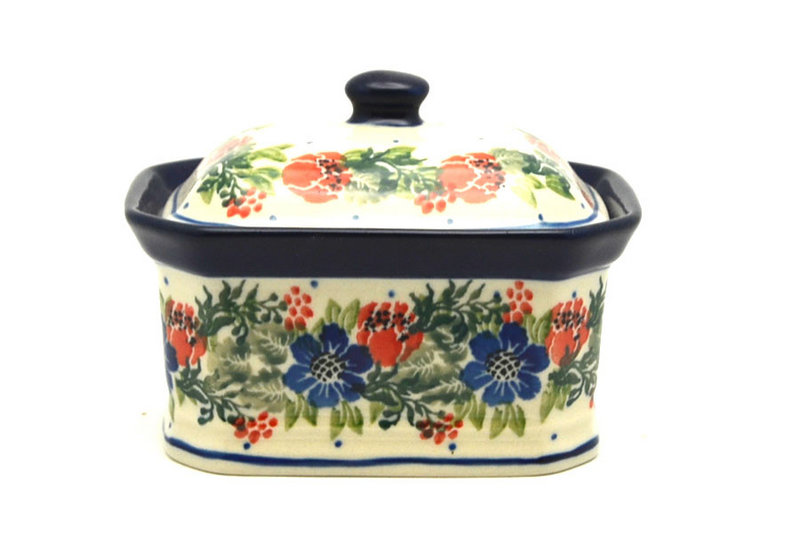Ceramika Artystyczna Polish Pottery Cake Box - Small - Garden Party 385-1535a (Ceramika Artystyczna)