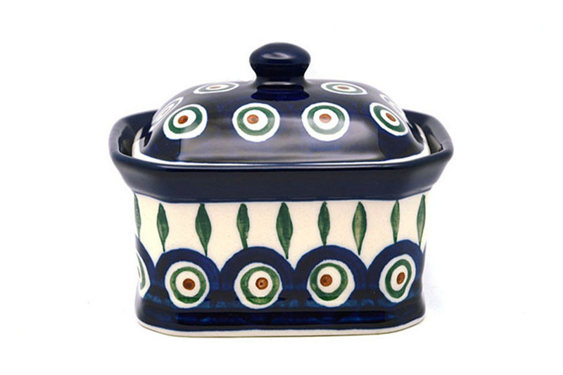 Polish Pottery Cake Box - Small - Peacock 