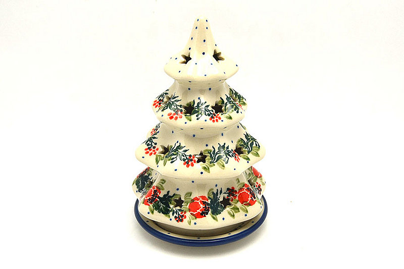 Polish Pottery Christmas Tree Luminarz - Small (6") - Garden Party