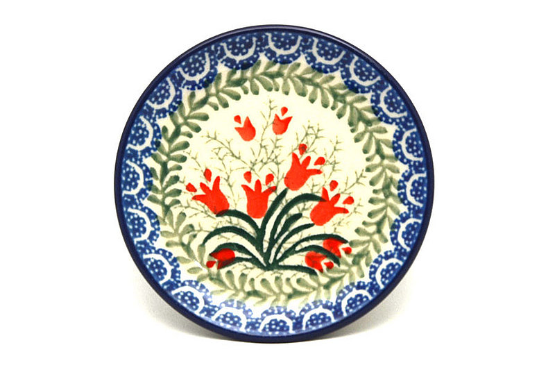 Ceramika Artystyczna Polish Pottery Coaster - Crimson Bells 262-1437a (Ceramika Artystyczna)