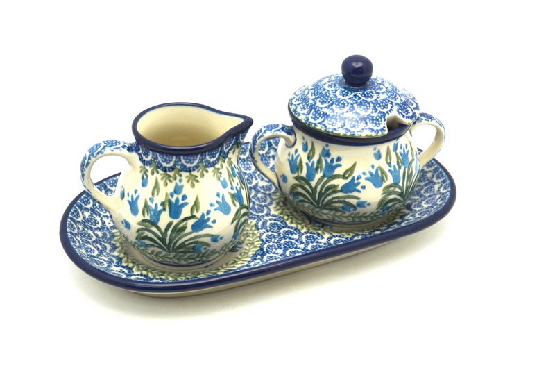Polish Pottery Cream & Sugar Set - Blue Bells