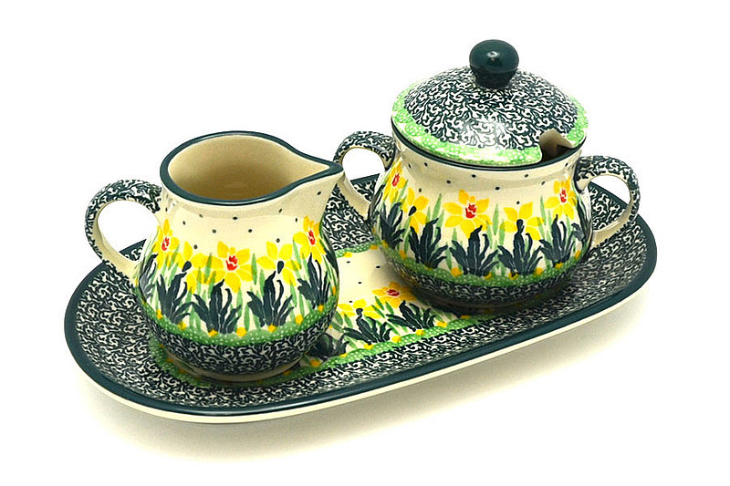 Polish Pottery Cream & Sugar Set Daffodil 4222122q