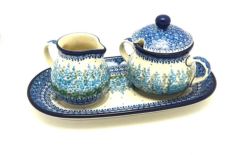 Ceramika Artystyczna Polish Pottery Cream & Sugar Set - Virginia Blue Bells 422-3279a (Ceramika Artystyczna)