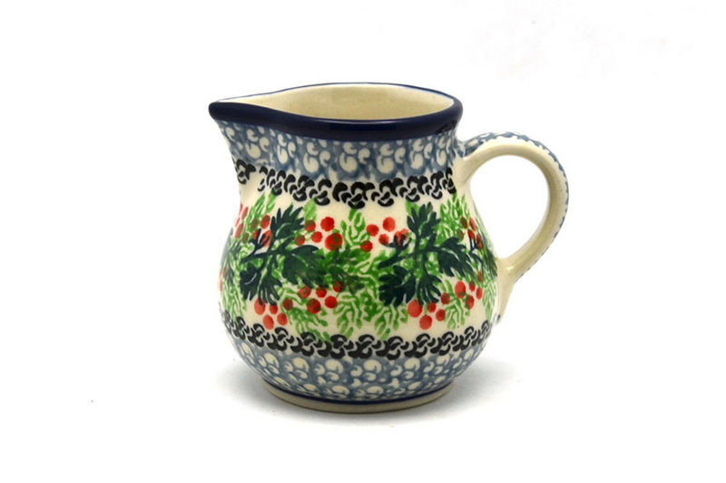 Ceramika Artystyczna Polish Pottery Creamer - 4 oz. - Holly Berry 091-1734a (Ceramika Artystyczna)