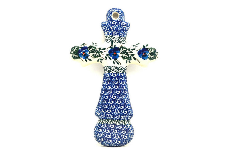 Ceramika Artystyczna Polish Pottery Cross - Large (8") - Winter Viola 533-2273a (Ceramika Artystyczna)