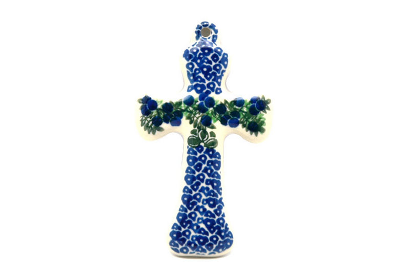 Ceramika Artystyczna Polish Pottery Cross - Small (5") - Huckleberry 613-1413a (Ceramika Artystyczna)