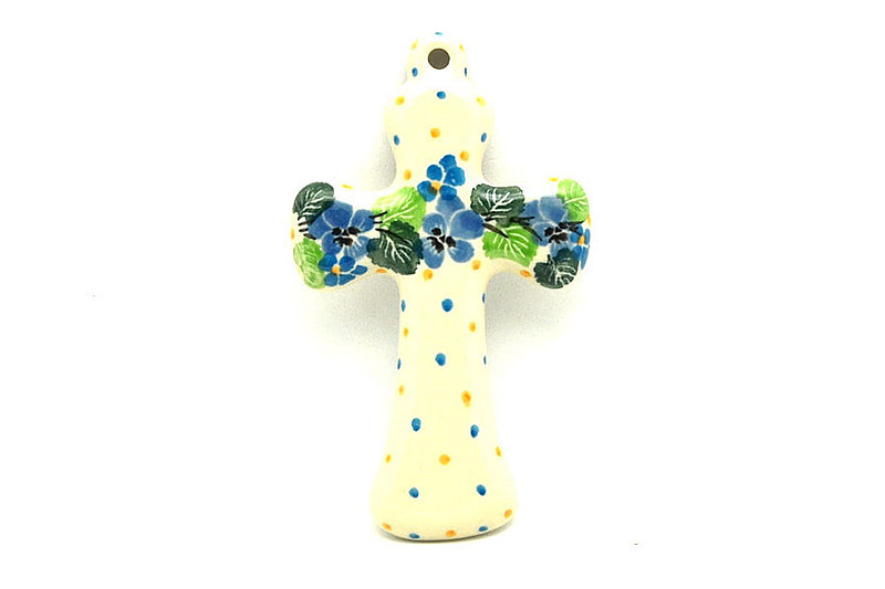 Ceramika Artystyczna Polish Pottery Cross - Small (5") - Spring Viola 613-2339a (Ceramika Artystyczna)