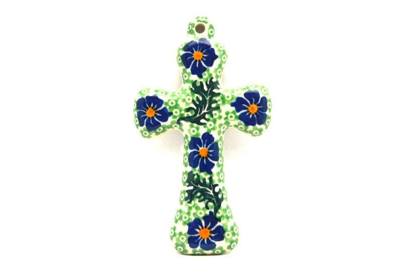 Ceramika Artystyczna Polish Pottery Cross - Small (5") - Sweet Violet 613-1538a (Ceramika Artystyczna)