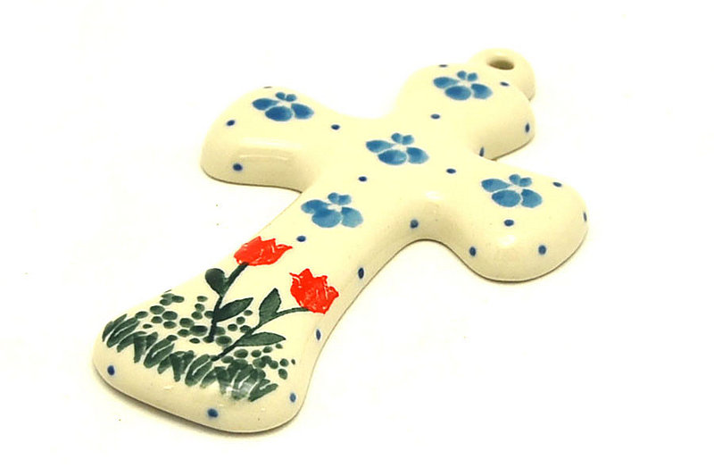 Ceramika Artystyczna Polish Pottery Cross - Small (5") - Tulip Horizon 613-2903a (Ceramika Artystyczna)