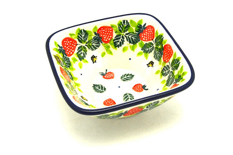 Ceramika Artystyczna Polish Pottery Dish - Deep Square Food Prep - Strawberry Field D11-2709a (Ceramika Artystyczna)