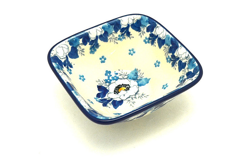Ceramika Artystyczna Polish Pottery Dish - Deep Square Food Prep - White Poppy D11-2222a (Ceramika Artystyczna)