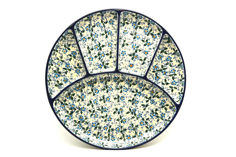 Polish Pottery Dish - Divided Appetizer - Forget-Me-Knot