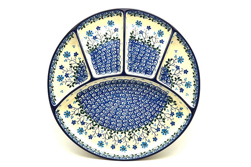 Ceramika Artystyczna Polish Pottery Dish - Divided Appetizer - Georgia Blue 498-2785a (Ceramika Artystyczna)