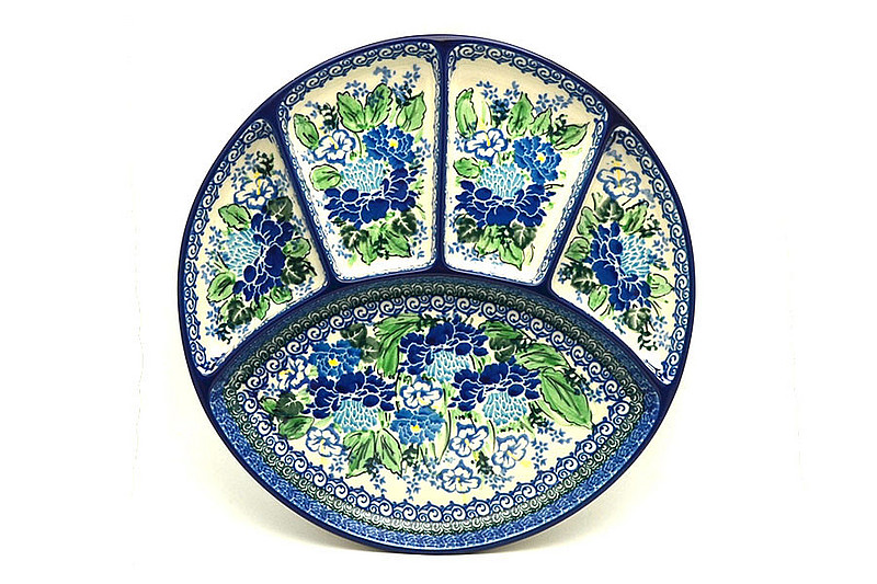 Ceramika Artystyczna Polish Pottery Dish - Divided Appetizer - Unikat Signature - U5138 498-U5138 (Ceramika Artystyczna)