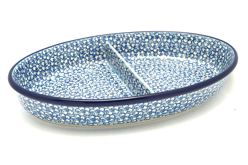 Ceramika Artystyczna Polish Pottery Dish - Divided Oval - Daisy Flurry 164-2176a (Ceramika Artystyczna)