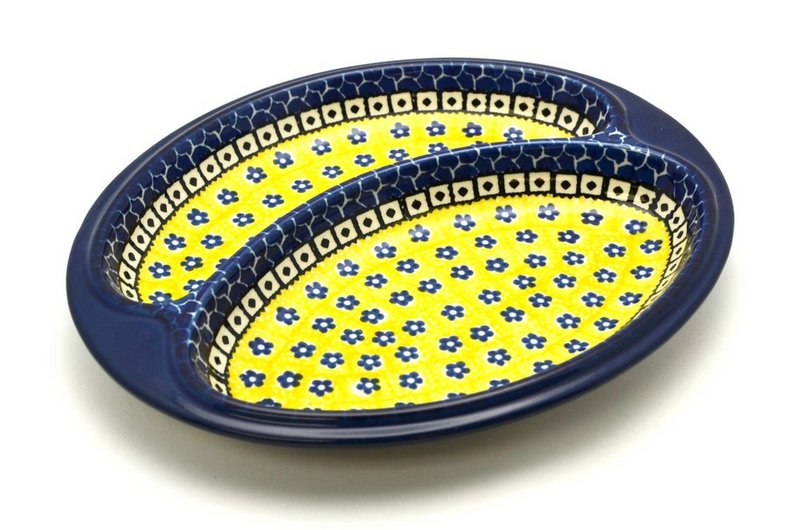 Ceramika Artystyczna Polish Pottery Dish - Divided Polish Sausage - Sunburst 497-859a (Ceramika Artystyczna)