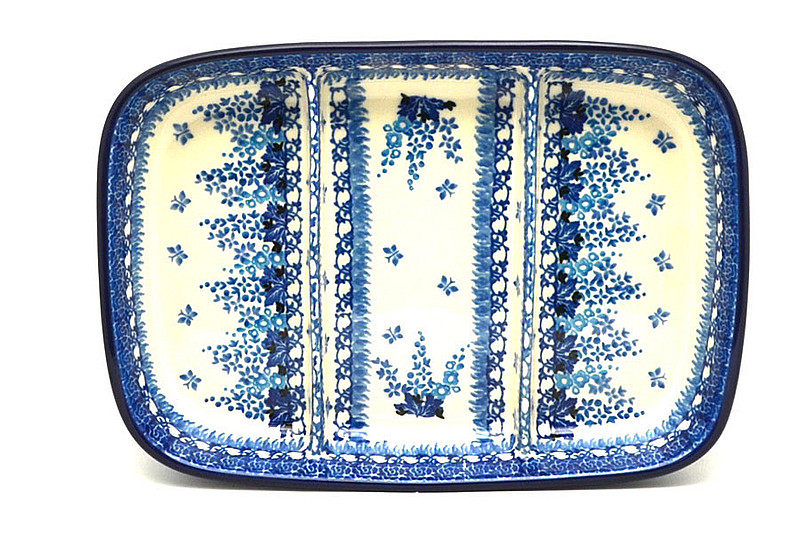 Ceramika Artystyczna Polish Pottery Dish - Divided Rectangular - Blue Sage 393-3277a (Ceramika Artystyczna)