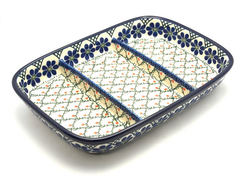 Ceramika Artystyczna Polish Pottery Dish - Divided Rectangular - Primrose 393-854a (Ceramika Artystyczna)