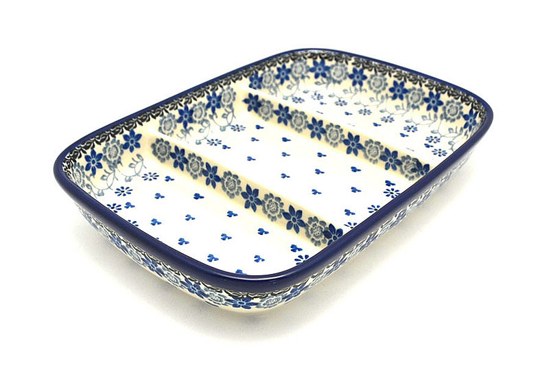 Ceramika Artystyczna Polish Pottery Dish - Divided Rectangular - Silver Lace 393-2158a (Ceramika Artystyczna)