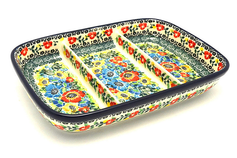 Ceramika Artystyczna Polish Pottery Dish - Divided Rectangular - Unikat Signature U4578 393-U4578 (Ceramika Artystyczna)