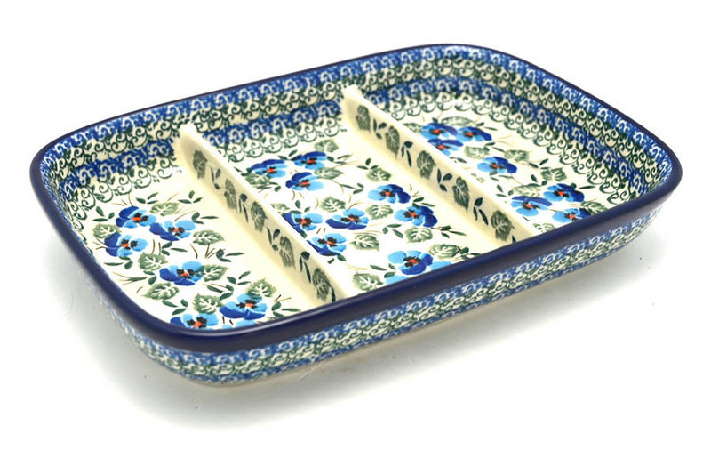Ceramika Artystyczna Polish Pottery Dish - Divided Rectangular - Winter Viola 393-2273a (Ceramika Artystyczna)