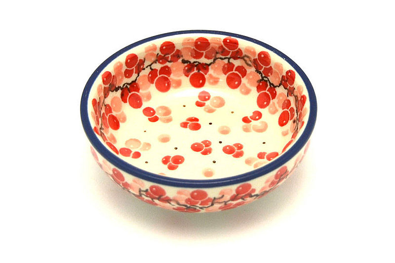 Polish Pottery Dish - Round Food Prep - Pink Peppercorn