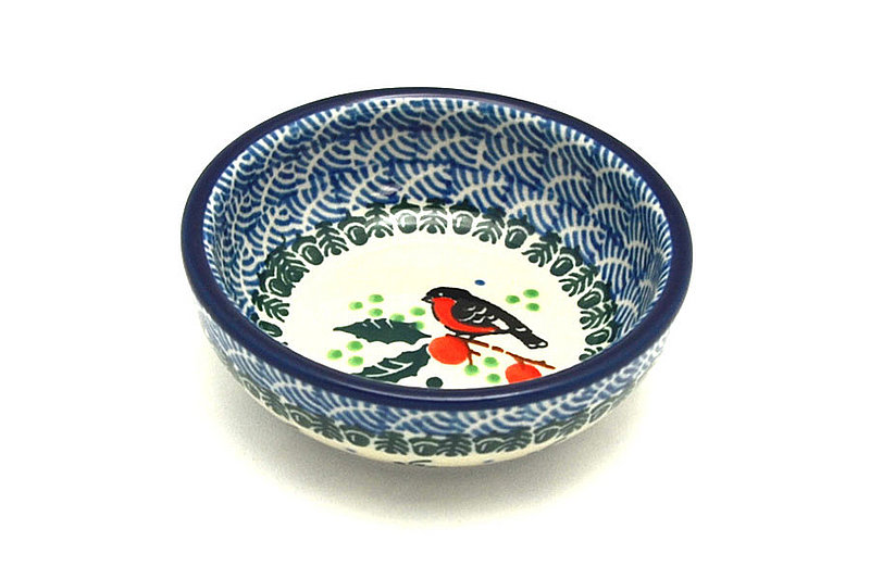 Ceramika Artystyczna Polish Pottery Dish - Round Food Prep - Red Robin B88-1257a (Ceramika Artystyczna)