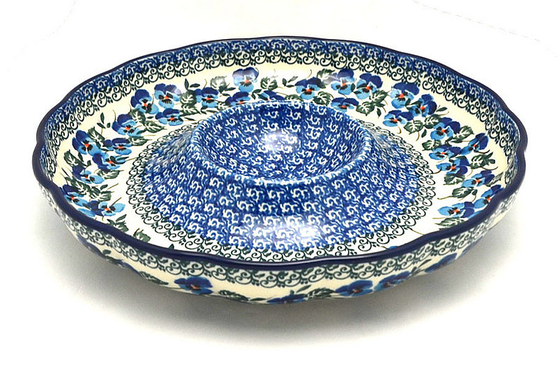 Ceramika Artystyczna Polish Pottery Dish - Vegetable and Dip - 10" - Winter Viola A22-2273a (Ceramika Artystyczna)
