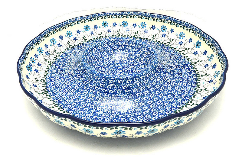 Ceramika Artystyczna Polish Pottery Dish - Vegetable and Dip - 12" - Georgia Blue A23-2785a (Ceramika Artystyczna)