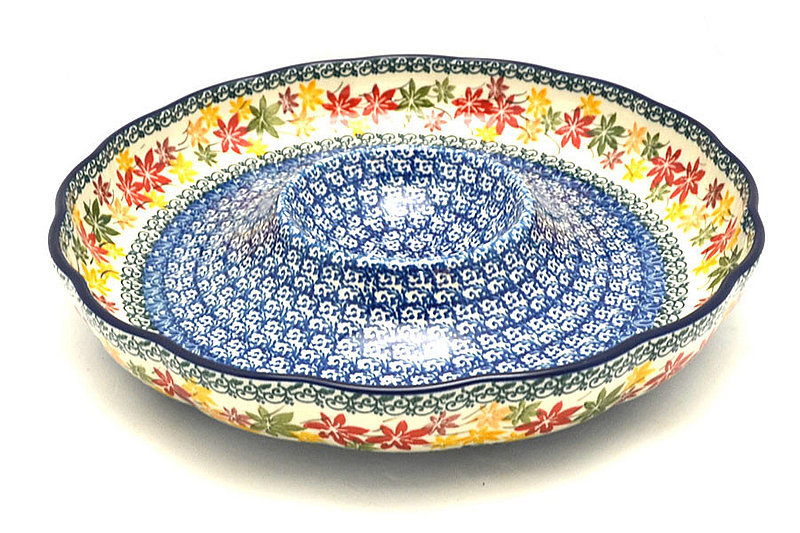 Ceramika Artystyczna Polish Pottery Dish - Vegetable and Dip - 12" - Maple Harvest A23-2533a (Ceramika Artystyczna)