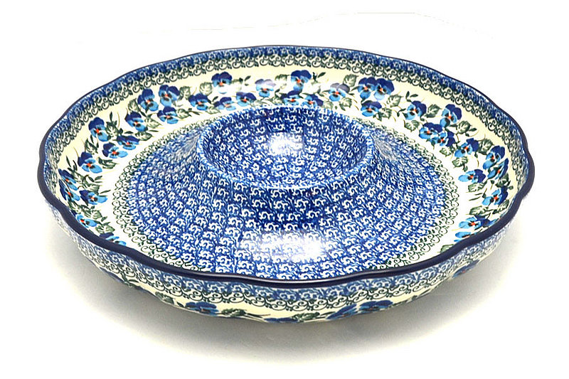Ceramika Artystyczna Polish Pottery Dish - Vegetable and Dip - 12" - Winter Viola A23-2273a (Ceramika Artystyczna)