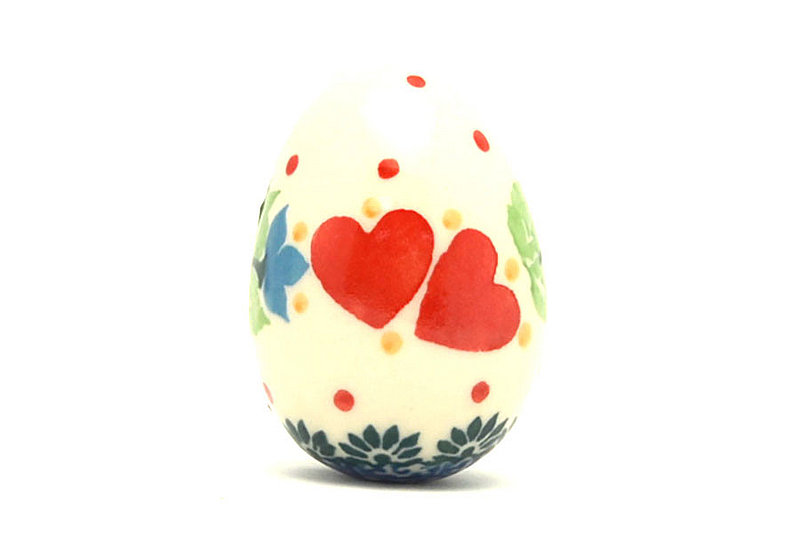 Polish Pottery Egg Figurine - Sweet Hearts