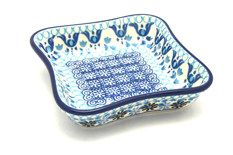 Polish Pottery Fluted Dipping Dish - Blue Yonder
