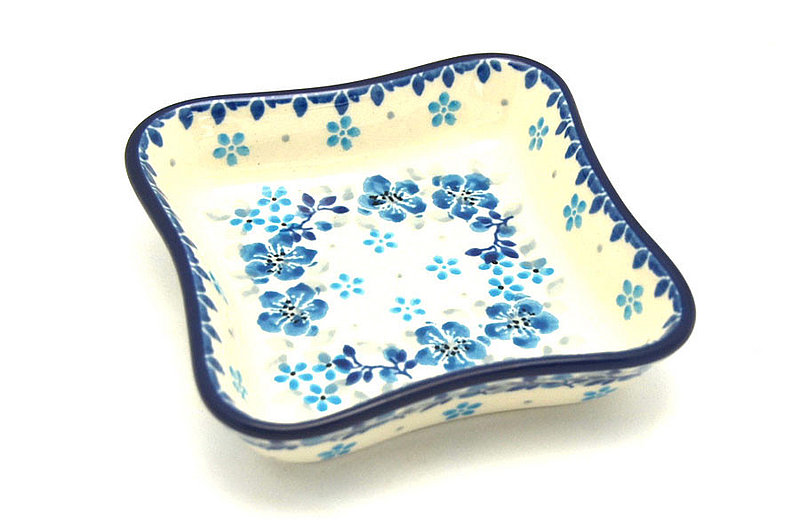 Ceramika Artystyczna Polish Pottery Fluted Dipping Dish - Flax Flower 630-2642a (Ceramika Artystyczna)